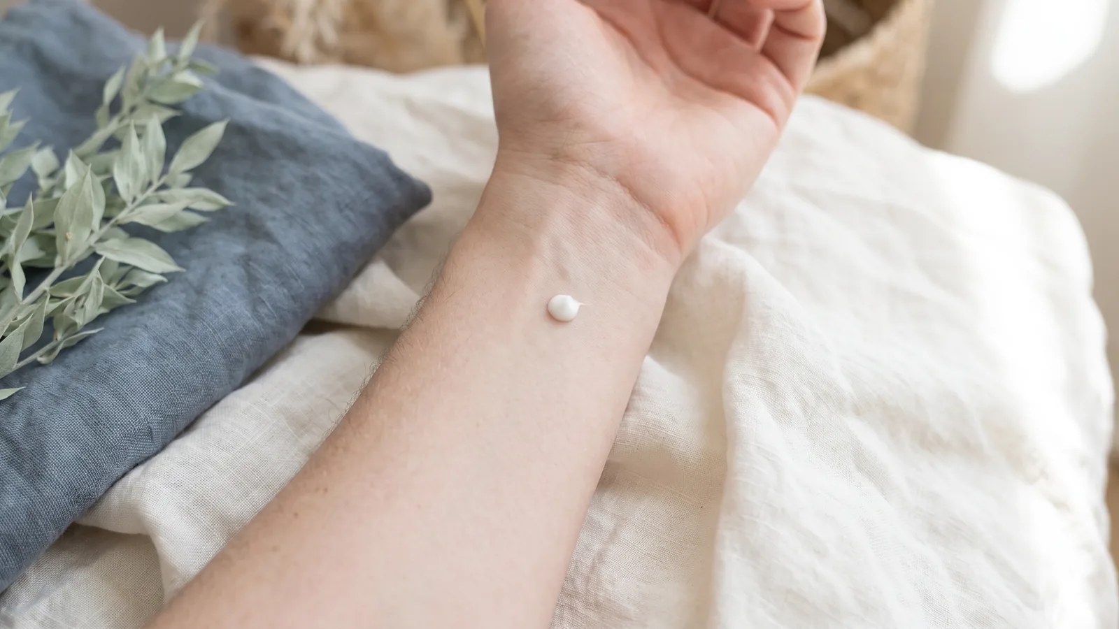 手腕內側點上一小點白色乳霜
